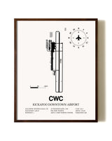 Kickapoo Downtown Airport aviation print in walnut frame
