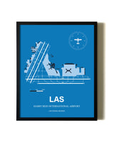 Sky Blue Harry Reid International Airport aviation wall décor in black wood frame