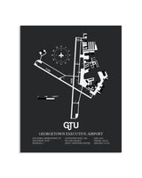 Gray Framed Georgetown Executive Airport At Johnny Gantt Field layout wall art poster
