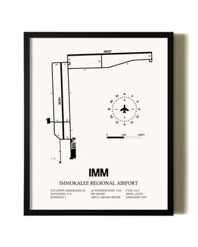 Framed Immokalee Regional Airport wall art poster in black frame