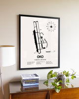 Yokota Air Base aviation wall décor in black wood frame