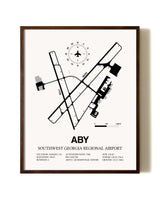Southwest Georgia Regional Airport aviation print in walnut frame