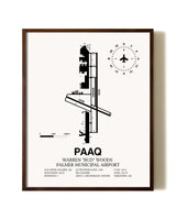 Warren "Bud" Woods Palmer Municipal Airport aviation print in walnut frame