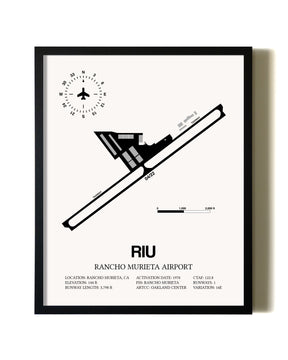 Framed Rancho Murieta Airport wall art poster in black frame