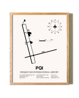 Presque Isle International Airport framed print in natural wood frame