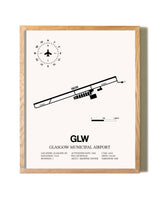 Glasgow Municipal Airport framed print in natural wood frame