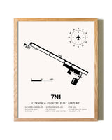 Corning - Painted Post Airport framed print in natural wood frame