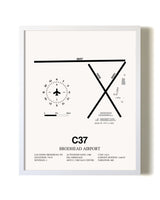 Brodhead Airport airport map poster in oak frame