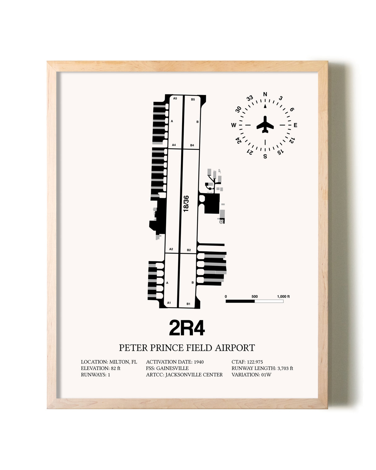 Peter Prince Field Airport framed wall art in white frame