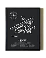 Unframed Kenosha Regional Airport map print poster
