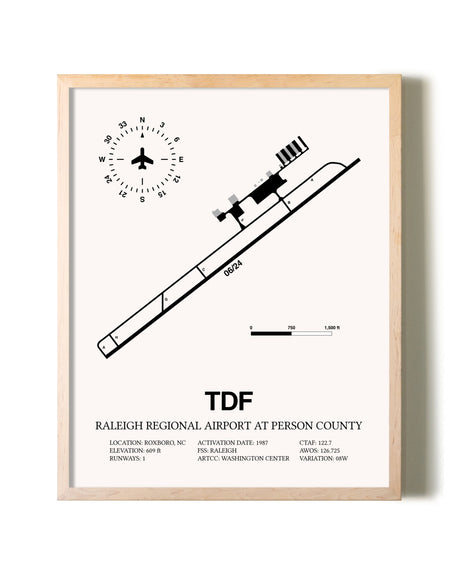 Raleigh Regional Airport At Person County framed wall art in white frame