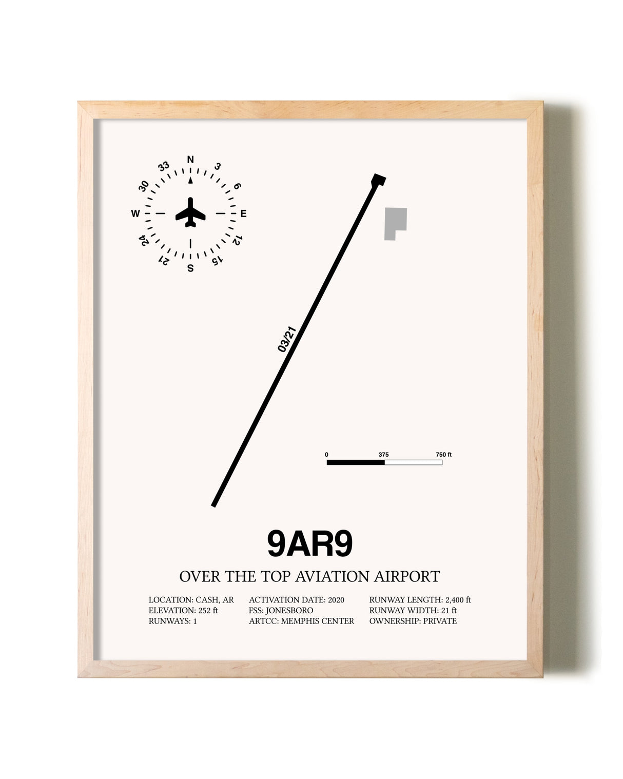 Over the Top Aviation Airport framed wall art in white frame