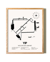 Willow Run Airport framed print in natural wood frame
