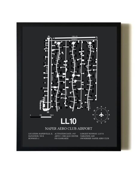 Unframed Naper Aero Club Airport map print poster