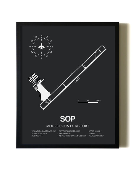 Unframed Moore County Airport map print poster