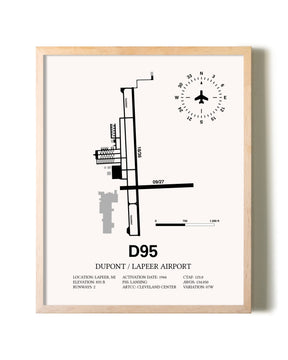 Dupont / Lapeer Airport framed wall art in white frame