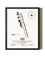 Framed West Georgia Regional Airport/ O. V. Gray Field wall art poster in black frame