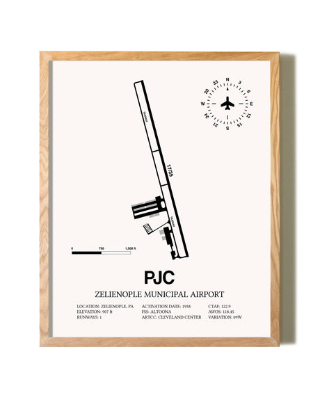 Zelienople Municipal Airport framed print in natural wood frame