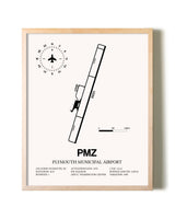 Plymouth Municipal Airport framed wall art in white frame