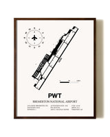Bremerton National Airport aviation print in walnut frame