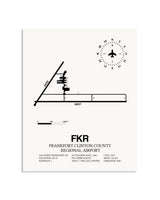 Gray Frankfort Clinton County Regional Airport framed poster displayed in an airplane hangar