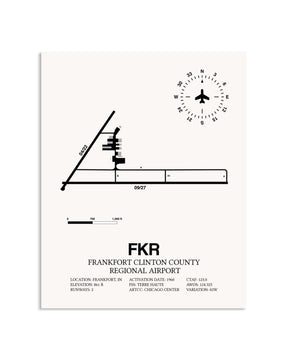 Gray Frankfort Clinton County Regional Airport framed poster displayed in an airplane hangar