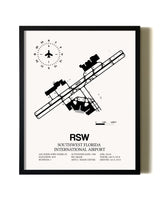 Framed Southwest Florida International Airport wall art poster in black frame