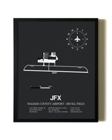 Unframed Walker County Airport / Bevill Field map print poster