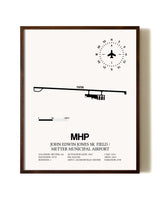 John Edwin Jones Sr Field / Metter Municipal Airport aviation print in walnut frame