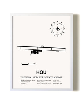 Thomson / McDuffie County Airport airport map poster in oak frame