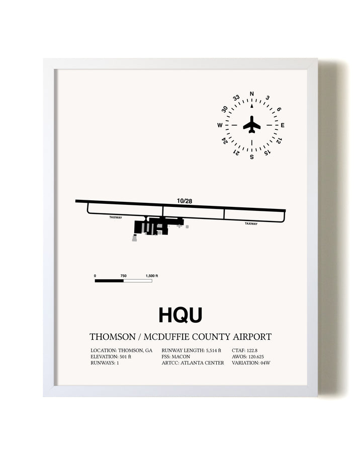 Thomson / McDuffie County Airport airport map poster in oak frame