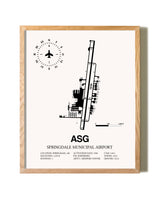 Springdale Municipal Airport framed print in natural wood frame