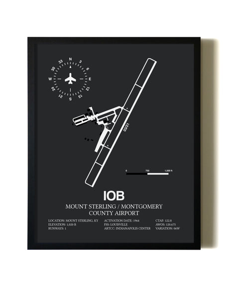 Unframed Mount Sterling / Montgomery County Airport map print poster