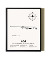Framed Youngstown Elser Metro Airport wall art poster in black frame