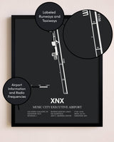 Music City Executive Airport poster size comparison chart