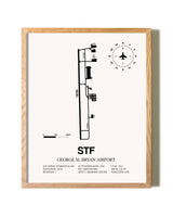 George M. Bryan Airport framed print in natural wood frame