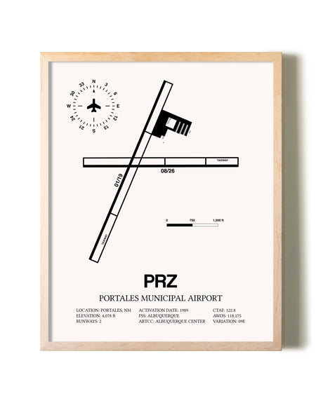 Portales Municipal Airport framed wall art in white frame