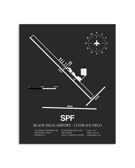 Gray Framed Black Hills Airport-Clyde Ice Field layout wall art poster