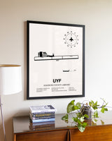 Madison County Airport aviation wall décor in black wood frame