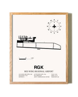 Red Wing Regional Airport framed print in natural wood frame
