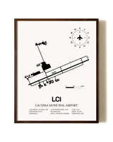 Laconia Municipal Airport aviation print in walnut frame