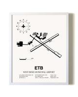 West Bend Municipal Airport airport map poster in oak frame