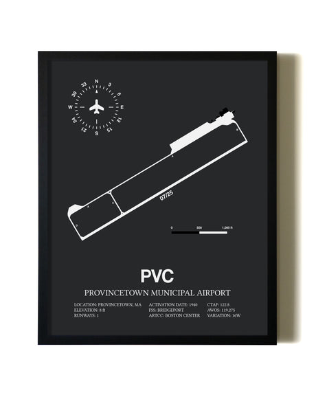 Unframed Provincetown Municipal Airport map print poster