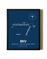 Aviation Blue Framed Brooksville-Tampa Bay Regional Airport layout wall art poster