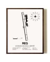 Louisiana Regional Airport aviation print in walnut frame