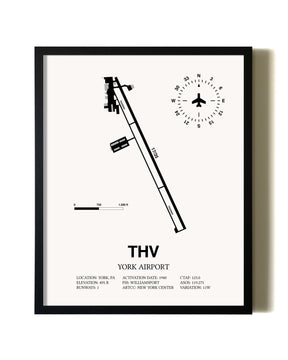 Framed York Airport wall art poster in black frame