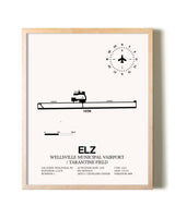 Wellsville Municipal Airport / Tarantine Field framed wall art in white frame