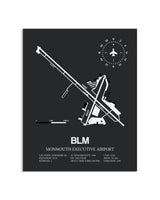 Gray Framed Monmouth Executive Airport layout wall art poster