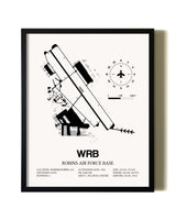 Framed Robins Air Force Base wall art poster in black frame
