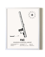 Zelienople Municipal Airport airport map poster in oak frame
